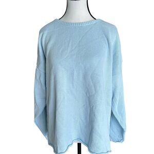 VINTAGE BKG & Co. NY Light Blue 100% Cotton Drop‎ Shoulder Sweater - One Size